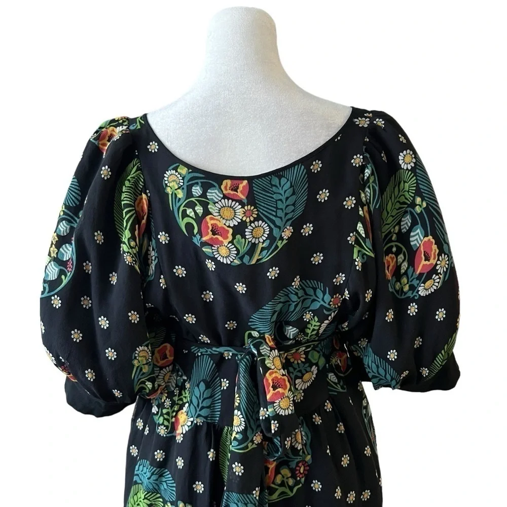 MAEVE Silk Floral Black Dress